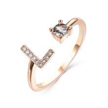 Load image into Gallery viewer, Womens New Design Adjustable 26 Initial Letter Ring Fashion Simple Elegant Jewelry
