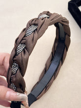 Load image into Gallery viewer, Rhinestone Braided Wide Headband
