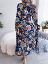 Load image into Gallery viewer, Tied Printed Long Sleeve Midi Dress
