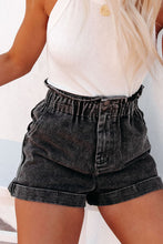 Load image into Gallery viewer, Dusty Pink Vintage Washed Frilled High Waist Denim Shorts
