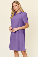 Load image into Gallery viewer, Double Take Full Size Texture Collared Neck Short Sleeve Dress
