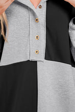 Load image into Gallery viewer, Contrast Half Button Long Sleeve Sweatshirt
