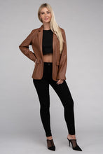Load image into Gallery viewer, Sleek Pu Leather Blazer with Front Closure
