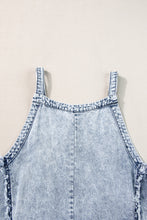 Load image into Gallery viewer, Beau Blue Light Wash Frayed Exposed Seam Wide Leg Denim Overall
