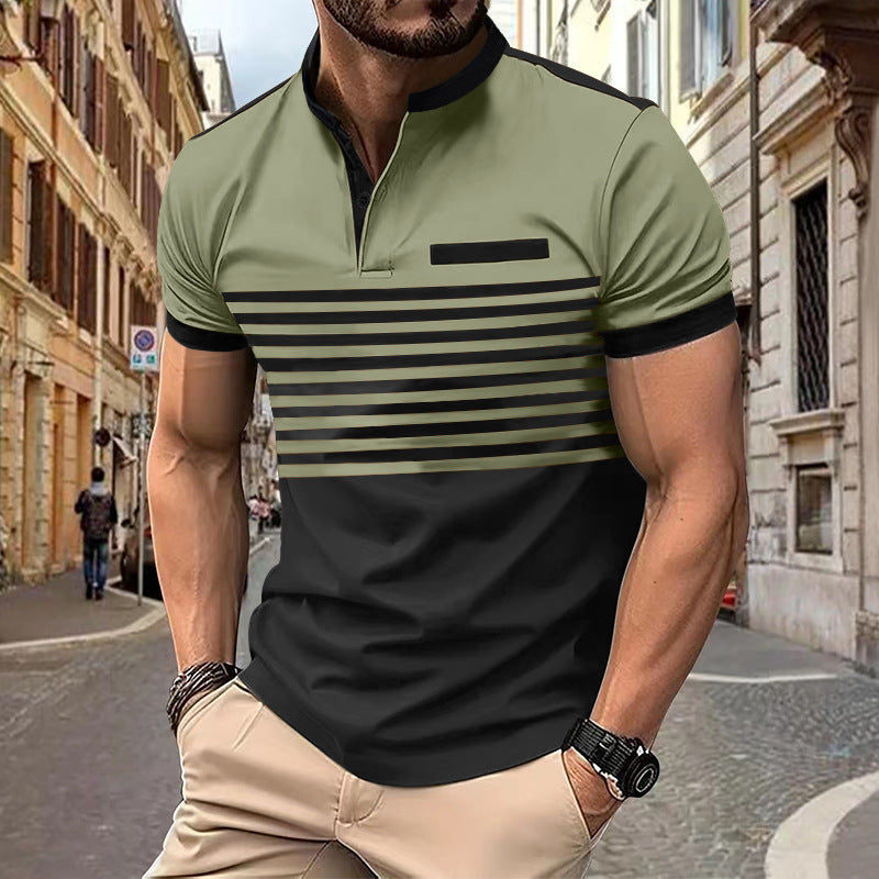 Mens V-neck Button Henley Shirt