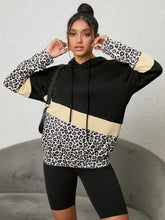 Load image into Gallery viewer, Leopard Color Block Hoodie
