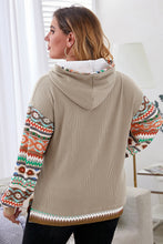 Load image into Gallery viewer, Plus Size Waffle-Knit Geometric Dropped Shoulder Hoodie
