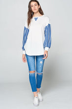 Load image into Gallery viewer, Super Lady Full Size French Terry Striped Long Sleeve Top

