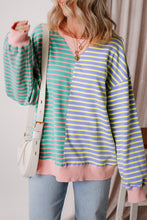 Load image into Gallery viewer, Casual Stripe Colorblock Drop Shoulder Oversize Sweatshirt
