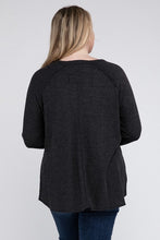 Load image into Gallery viewer, Plus Melange Baby Waffle Long Sleeve Top
