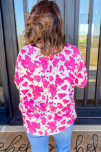 Load image into Gallery viewer, Rose Animal Print Long Sleeve V Neck Plus Size Top
