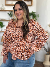 Load image into Gallery viewer, Double Take Full Size Printed Ruffle Trim Balloon Sleeve Shirt
