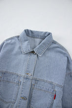 Load image into Gallery viewer, Striped Button Up Long Sleeve Denim Jacket
