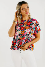 Load image into Gallery viewer, Womens - Colorful Floral Ruffle Peplum Short Sleeves Blouse
