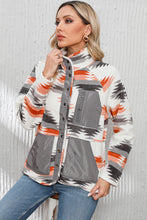 Load image into Gallery viewer, Multicolor Aztec Fleece Patchwork Snap Button Jacket
