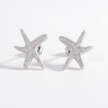 Load image into Gallery viewer, 925 Sterling Silver Inlaid Zircon Starfish Earrings
