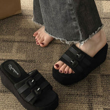 Load image into Gallery viewer, Open Toe Wedge Suede Sandals
