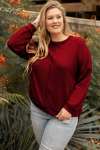 Load image into Gallery viewer, Plus Size Exposed Seam Waffle-Knit High-Low Sweatshirt
