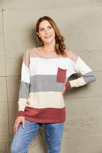 Load image into Gallery viewer, Woven Right Color Block Drop Shoulder Round Neck Sweater
