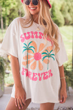 Load image into Gallery viewer, White SUMMER FOREVER Flower Graphic T Shirt
