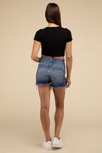 Load image into Gallery viewer, Mid Rise Raw Frayed Hem Denim Shorts
