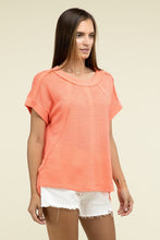 Load image into Gallery viewer, Brushed Waffle Exposed-Seam Short Sleeve Top
