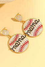 Load image into Gallery viewer, White Crystal mama Beaded Baseball Shape Earrings
