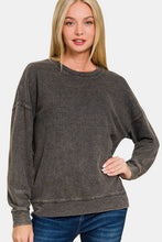 Load image into Gallery viewer, Zenana Washed Round Neck Dropped Shoulder Sweatshirt
