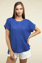 Load image into Gallery viewer, Brushed Waffle Exposed-Seam Short Sleeve Top
