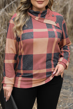 Load image into Gallery viewer, Plus Size Plaid Cowl Neck Long Sleeve Sweatshirt
