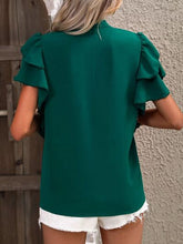 Load image into Gallery viewer, 9 Colors - Ruffled Notched Short Sleeve Blouse Ti Amo I love you
