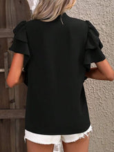 Load image into Gallery viewer, 9 Colors - Ruffled Notched Short Sleeve Blouse Ti Amo I love you
