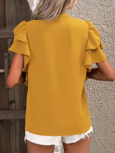 Load image into Gallery viewer, 9 Colors - Ruffled Notched Short Sleeve Blouse Ti Amo I love you
