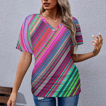 Load image into Gallery viewer, 9 Patterns - Ti Amo I love you - Exclusive Brand - Womens / Womens Plus Size - V-neck Pleated T-shirt - Sizes S-5XL Ti Amo I love you
