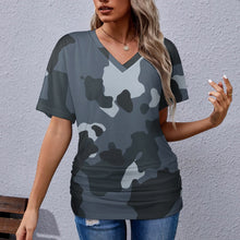 Load image into Gallery viewer, 9 Patterns - Ti Amo I love you - Exclusive Brand - Womens / Womens Plus Size - V-neck Pleated T-shirt - Sizes S-5XL Ti Amo I love you
