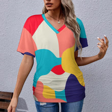 Load image into Gallery viewer, 9 Patterns - Ti Amo I love you - Exclusive Brand - Womens / Womens Plus Size - V-neck Pleated T-shirt - Sizes S-5XL Ti Amo I love you
