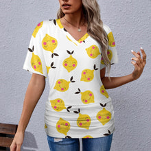 Load image into Gallery viewer, 9 Patterns - Ti Amo I love you - Exclusive Brand - Womens / Womens Plus Size - V-neck Pleated T-shirt - Sizes S-5XL Ti Amo I love you
