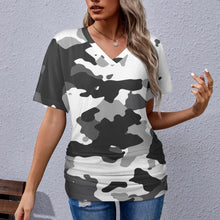 Load image into Gallery viewer, 9 Patterns - Ti Amo I love you - Exclusive Brand - Womens / Womens Plus Size - V-neck Pleated T-shirt - Sizes S-5XL Ti Amo I love you
