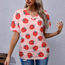 Load image into Gallery viewer, 9 Patterns - Ti Amo I love you - Exclusive Brand - Womens / Womens Plus Size - V-neck Pleated T-shirt - Sizes S-5XL Ti Amo I love you
