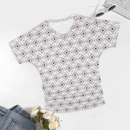 9 Patterns - Ti Amo I love you - Exclusive Brand - Womens / Womens Plus Size - V-neck Pleated T-shirt - Sizes S-5XL Ti Amo I love you