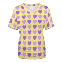 Load image into Gallery viewer, 9 Patterns - Ti Amo I love you - Exclusive Brand -  Womens / Womens Plus Size - V-neck Pleated T-shirt - Sizes S-5XL Ti Amo I love you
