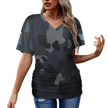 Load image into Gallery viewer, 9 Patterns - Ti Amo I love you - Exclusive Brand - Womens / Womens Plus Size - V-neck Pleated T-shirt - Sizes S-5XL Ti Amo I love you
