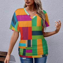 Load image into Gallery viewer, 9 Patterns - Ti Amo I love you - Exclusive Brand - Womens / Womens Plus Size - V-neck Pleated T-shirt - Sizes S-5XL Ti Amo I love you
