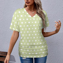 Load image into Gallery viewer, 9 Patterns - Ti Amo I love you - Exclusive Brand -  Womens / Womens Plus Size - V-neck Pleated T-shirt - Sizes S-5XL Ti Amo I love you
