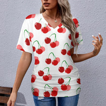 Load image into Gallery viewer, 9 Patterns - Ti Amo I love you - Exclusive Brand - Womens / Womens Plus Size - V-neck Pleated T-shirt - Sizes S-5XL Ti Amo I love you
