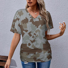 Load image into Gallery viewer, 9 Patterns - Ti Amo I love you - Exclusive Brand - Womens / Womens Plus Size - V-neck Pleated T-shirt - Sizes S-5XL Ti Amo I love you
