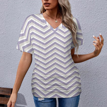 Load image into Gallery viewer, 9 Patterns - Ti Amo I love you - Exclusive Brand - Womens / Womens Plus Size - V-neck Pleated T-shirt - Sizes S-5XL Ti Amo I love you
