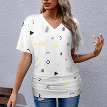 Load image into Gallery viewer, 9 Patterns - Ti Amo I love you - Exclusive Brand -  Womens / Womens Plus Size - V-neck Pleated T-shirt - Sizes S-5XL Ti Amo I love you
