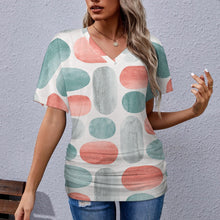 Load image into Gallery viewer, 9 Patterns - Ti Amo I love you - Exclusive Brand -  Womens / Womens Plus Size - V-neck Pleated T-shirt - Sizes S-5XL Ti Amo I love you
