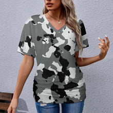 Load image into Gallery viewer, 9 Patterns - Ti Amo I love you - Exclusive Brand - Womens / Womens Plus Size - V-neck Pleated T-shirt - Sizes S-5XL Ti Amo I love you
